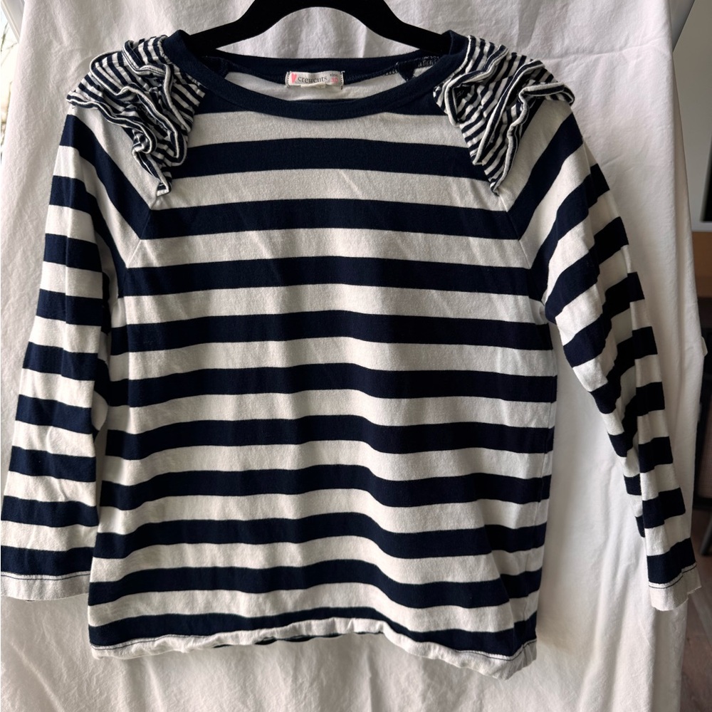 Striped Kids Shirt with Ruffle Shoulders